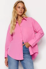 Trendyol Fuchsia Oversize/Creature Poplin Woven Shirt