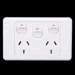 Australian SAA 118 panel wall power socket PC flame retardant conventional double sockets with 3 switches 250V 10A