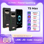 HOTWAV T5 Max Rugged Phone 2023 Android 13 OS MTK6761 6.0 Inch Screen 4GB 64GB 6050mAh Massive Battery NFC Smartphones