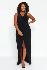 Trendyol Curve Black Straight Shift Midi Knit Plus Size Dress