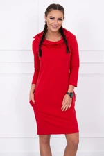 Dress with hood and pockets red