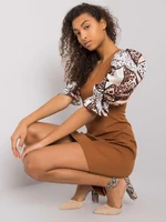 Brown dress with decorative sleeves from Leesburg