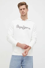 Bavlněná mikina Pepe Jeans Ryan pánská, bílá barva, s kapucí, s aplikací