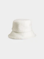 Dámsky plyšový klobúk typu bucket hat - krémový