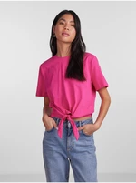 Tmavě růžové dámské tričko Pieces Tia - Dámské