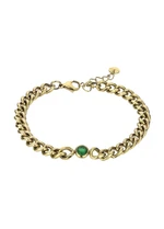 Marc Malone Slušivý pozlacený náramek Kendall Green Bracelet MCB23080G