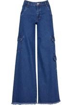 Women's Cargo Jeans with Medium Waist - Blue