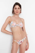 Trendyol Bézs-többszínű kötött mini bikini alsók