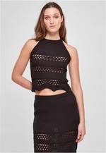 Women's Short Crochet Neckerchief Top Black