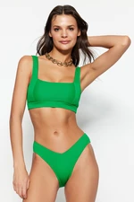 Trendyol Green V-Cut, Textured High Leg Bikini Bottoms