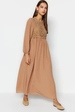 Trendyol Guipure Detail Woven Brown Dress