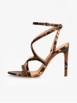 Brown Patterned Heeled Sandals Guess Fennela 2 - Women