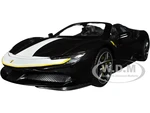 Ferrari SF90 Spider Assetto Fiorano Black Metallic with White Stripes "Signature Series" 1/18 Diecast Model Car by Bburago