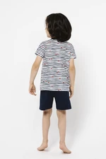 Boys' pyjamas Corfu, short sleeves, shorts - print/navy blue