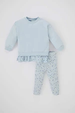 DEFACTO 2 piece Regular Fit Crew Neck Flower Knitted Set