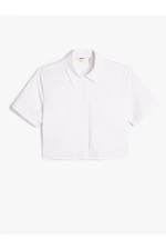 Koton Crop Short Sleeve Shirt with Buttons Pocket Detailed