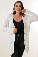 By Saygı V-Neck with Buttons at the Front,Comfortable fit Mercerized Cardigan