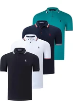 QUAD SET T8594 DEWBERRY MENS T-SHIRT-BLACK-WHITE-NAVY-GREEN