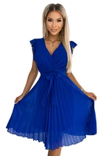 Pleated dress with neckline and ruffles Numoco