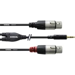 Cordial  audio káblový adaptér [1x jack zástrčka 3,5 mm - 2x XLR zásuvka] 1.80 m čierna