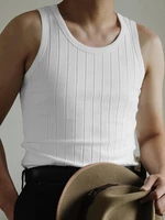 Mens Cable Knitted Pit Striped Slim Fit Stretch Tank Top