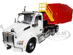 Kenworth T880 Winch Truck with Pinnacle Frac Tank Trailer White and Viper Red 1/34 Diecast Model by First Gear