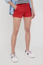 Bavlněné šortky Pepe Jeans Balboa Short dámské, červená barva, hladké, medium waist