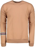 Trendyol Beige Men's Oversize/Wide-Fit Crew Neck Men's Striped Sweatshirt