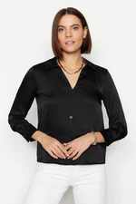 Trendyol Black Basic Woven Satin Shirt