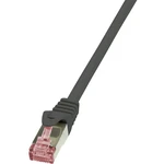 LogiLink CQ2023S RJ45 sieťové káble, prepojovacie káble CAT 6 S/FTP 0.50 m čierna samozhášavý, s ochranou 1 ks