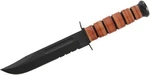 Nůž s pevnou čepelí USMC The Legend KA-BAR®, kombinované ostří – Černá čepel, Hnědá (Barva: Hnědá, Varianta: Černá čepel)