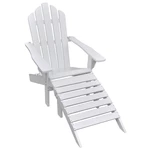 Garden Chair with Ottoman Wood White