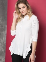 La Diva shirt decorated with frills on the sides white