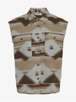 Brown-Beige Patterned Vest Noisy May Aztec - Women