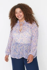 Trendyol Curve Multicolored Patterned Chiffon Woven Blouse