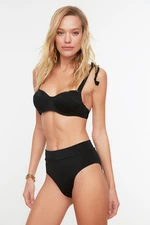 Trendyol Black High Waist Bikini Bottoms with Normal Legs