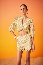 DEFACTO Fall in Love Patterned Embroidered Embroidery Beach Top