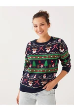 LC Waikiki Crew Neck New Year Themed Long Sleeve Women's Knitwear Sweater