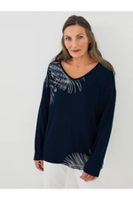 LC Waikiki Women's V-Neck Printed Long Sleeve T-Shirt