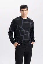 DEFACTO Modern Fit Crew Neck Patterned Sweatshirt