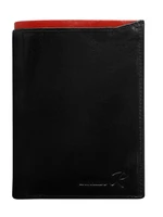 Men's black leather wallet with red module