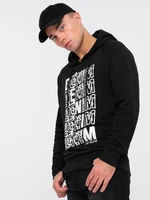 Ombre Men's unlined kangaroo sweatshirt with hood and print - black