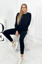 Set of cotton sweatshirt + leggings black