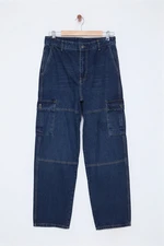 Trendyol Medium Blue Baggy Cargo Loose Jeans