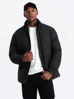 Ombre Men's patterned jacquard puffer jacket - black