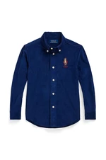 Dětská bavlněná košile Polo Ralph Lauren tmavomodrá barva, 322878882003