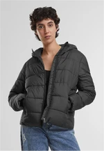 Women's short quilted jacket with hood black