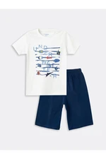 LC Waikiki Crew Neck Printed Short Sleeve Boy's Pajama Set with Shorts