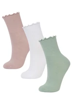 DEFACTO Women's 3-Piece Cotton Socks