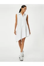 Koton Shirt Dress Asymmetrical Cut Sleeveless Buttoned Cotton Comfortable Cut